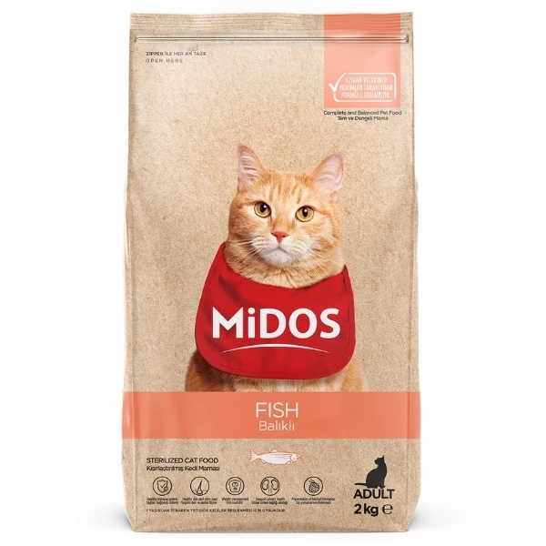 [132101016] Midos Balık ve Pirinçli Kısırlaştırılmış Yetişkin Kedi Maması (2 Kg)