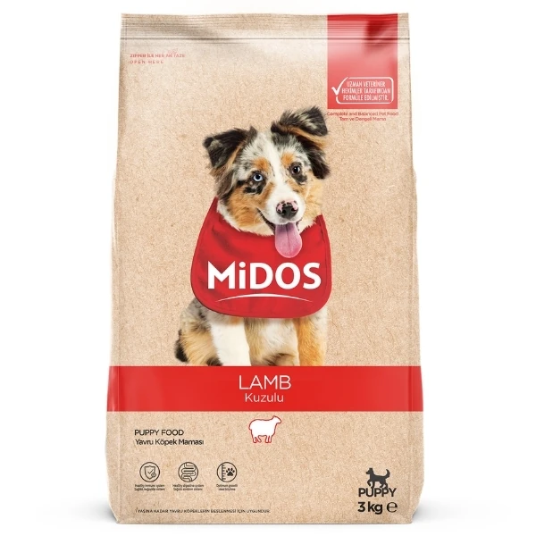 [132102013] Midos Kuzu Etli ve Pirinçli Yavru Köpek Maması (3 Kg)