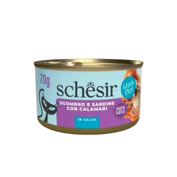 [230-21110303] Schesir Sos İçinde Sardalya ve Uskumrulu Yetişkin Konserve Kedi Maması (1 Adet)