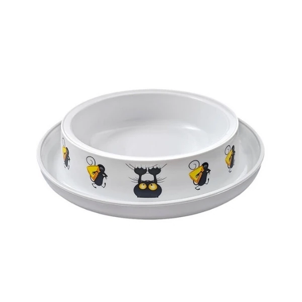 [242-H130-0027-AV01] Moderna Kedi ve Fare Desenli Kedi Mama ve Su Kabı
