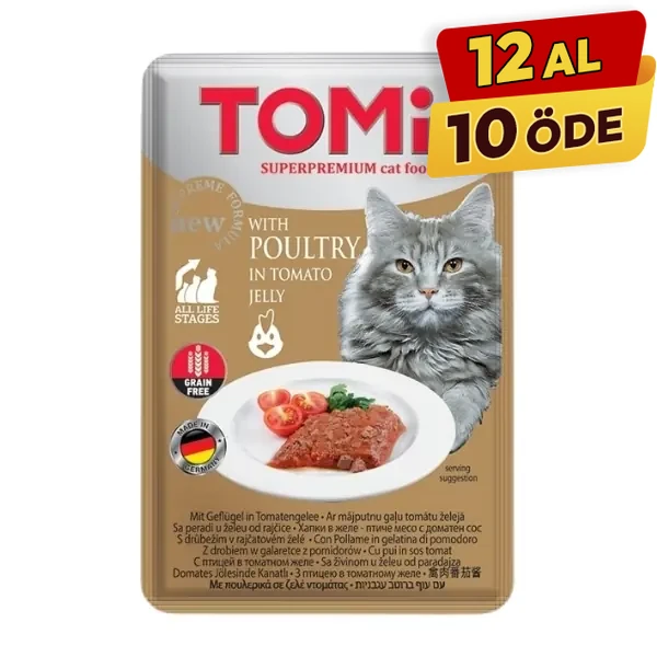 Tomi Kümes Hayvanlı ve Domatesli Pouch Yetişkin Konserve Kedi Maması