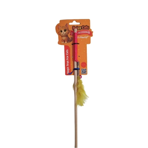 [PTZ-C-001-P] PetzzCats Fish Matatabi ve Çıngırak Sesli Ahşap Saplı Kedi Olta Oyuncağı 42 Cm (Pembe)
