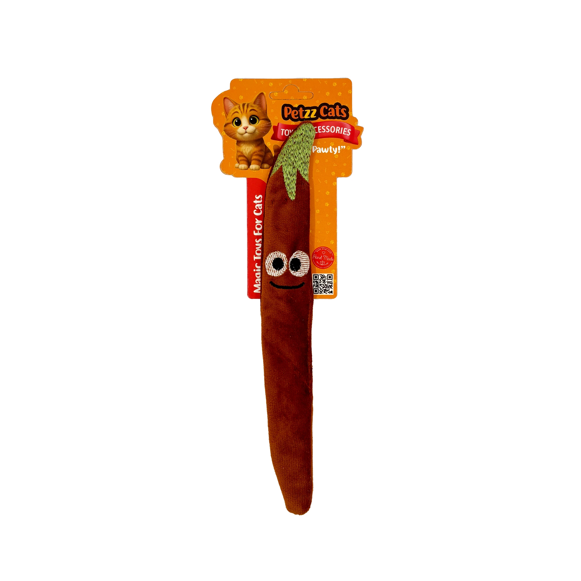 [PTZ-C-021] PetzzCats Peppry Matatabi ve Çıngırak Sesli Peluş Kedi Oyuncağı 28x4 Cm (Kahverengi)