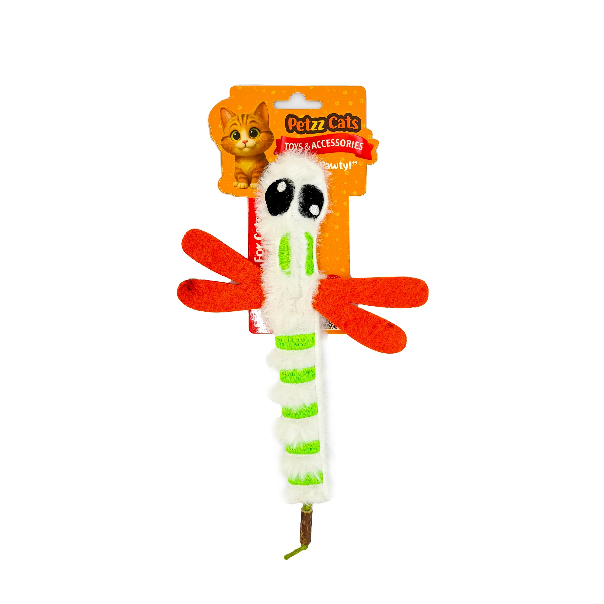 [PTZ-C-053-B] PetzzCats DragonFly Matatabi ve Çıngırak Sesli Peluş Kedi Oyuncağı 22x15 Cm (Beyaz)