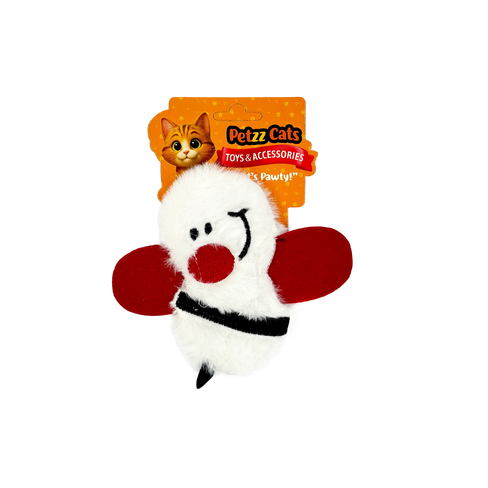 [PTZ-C-051-B] PetzzCats Bee Matatabi ve Çıngırak Sesli Peluş Kedi Oyuncağı 15x14 Cm (Beyaz)