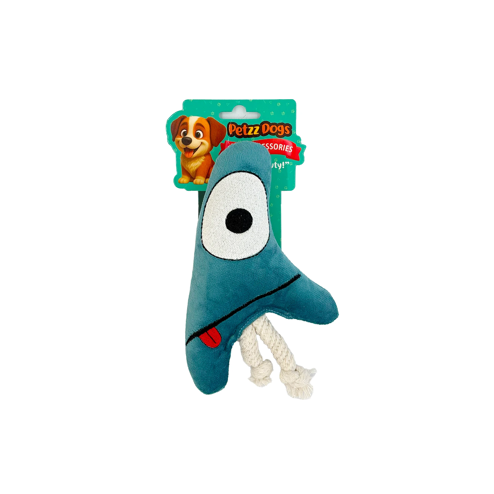 [PTZ-D-018] PetzzDogs Three Eyes Sesli Dayanıklı Peluş Köpek Çiğneme Oyuncağı 21x10 Cm (Mavi)
