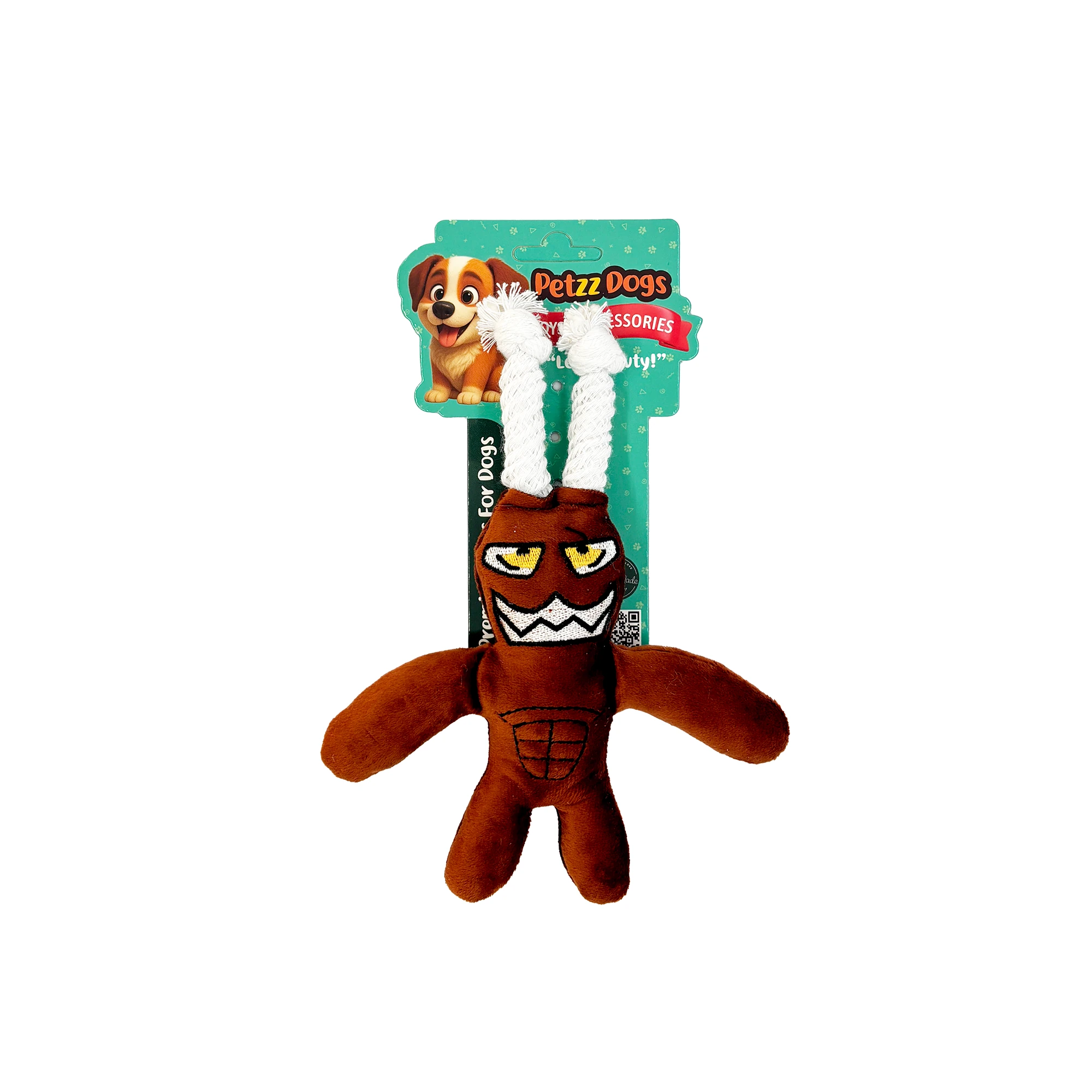 [PTZ-D-015] PetzzDogs Heady Sesli Dayanıklı Peluş Köpek Çiğneme Oyuncağı 22x16 Cm (Kahverengi)