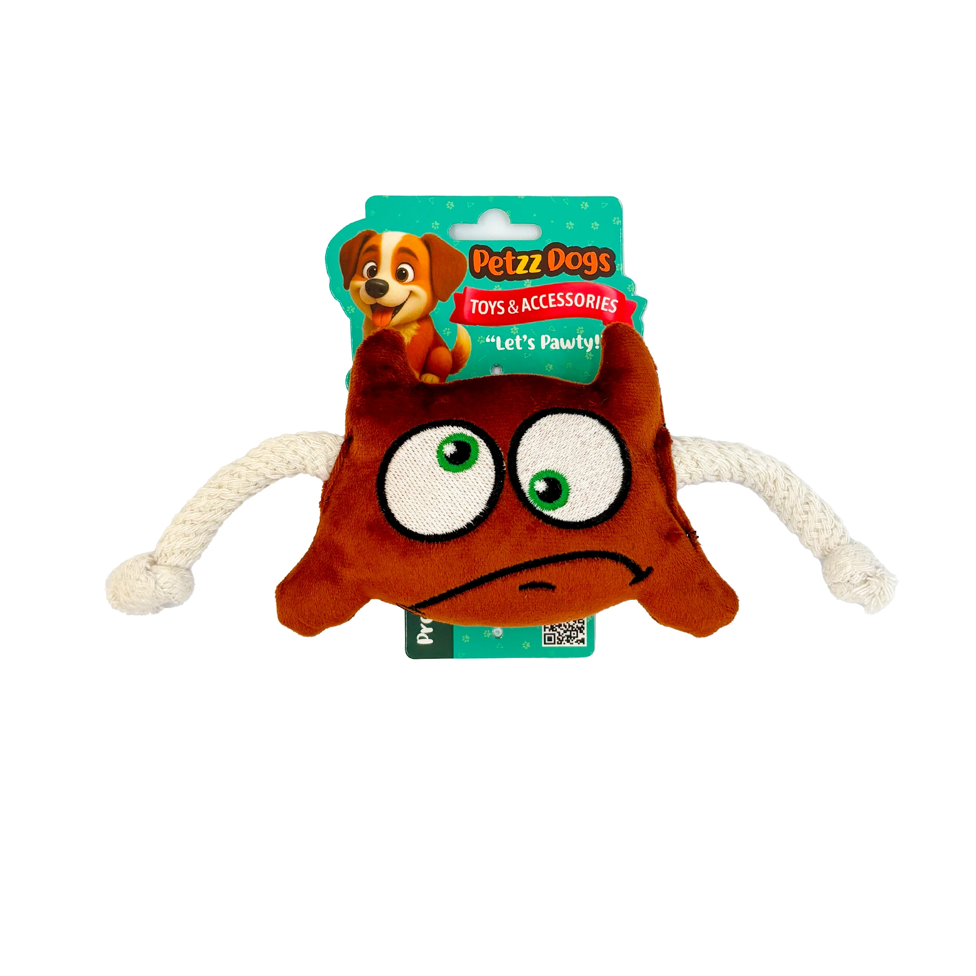 [PTZ-D-012-KA] PetzzDogs Two Eyes Sesli Dayanıklı Peluş Köpek Çiğneme Oyuncağı 19x19 Cm (Kahverengi)