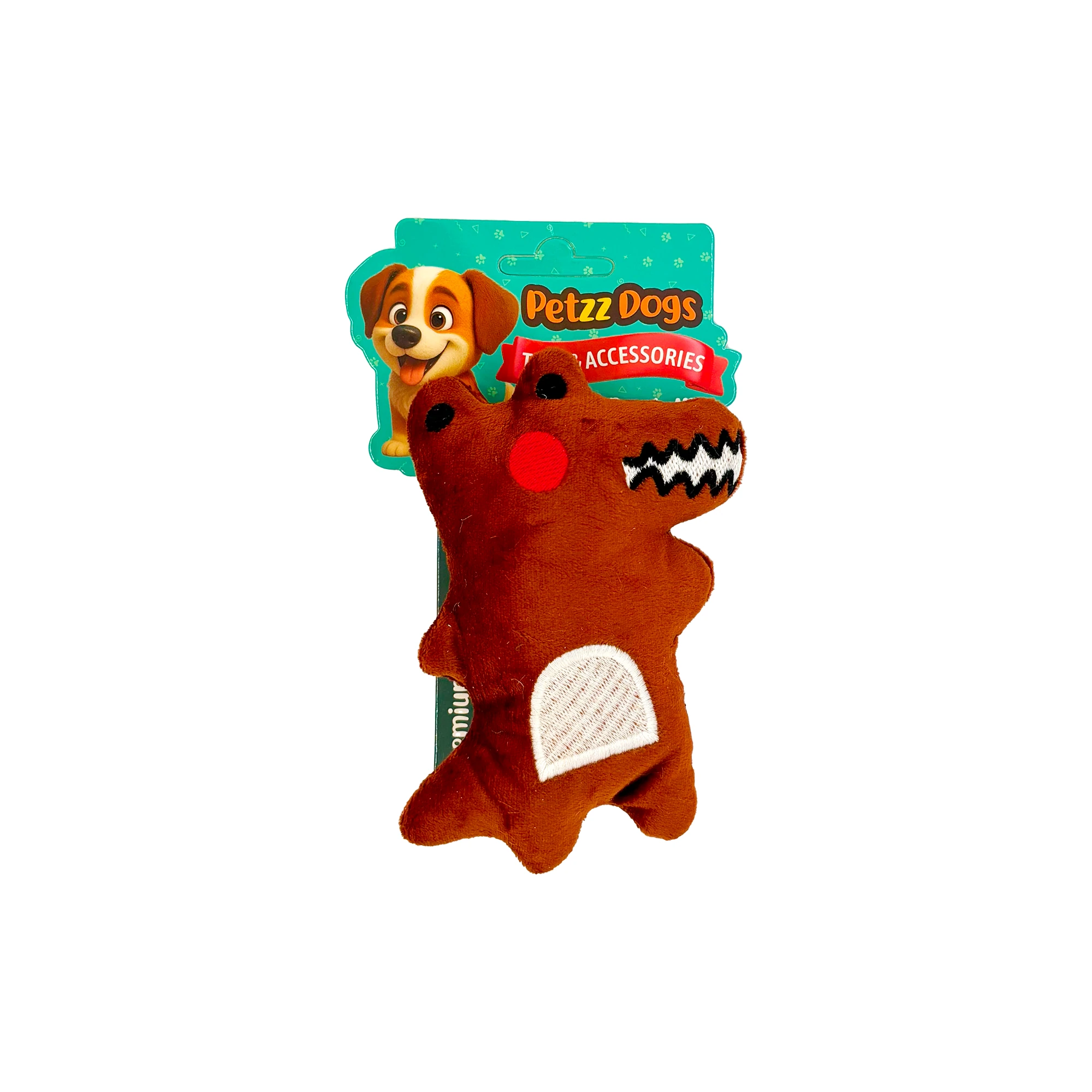 [PTZ-D-006] PetzzDogs Timy Sesli Dayanıklı Peluş Köpek Çiğneme Oyuncağı 13x9 Cm (Kahverengi)