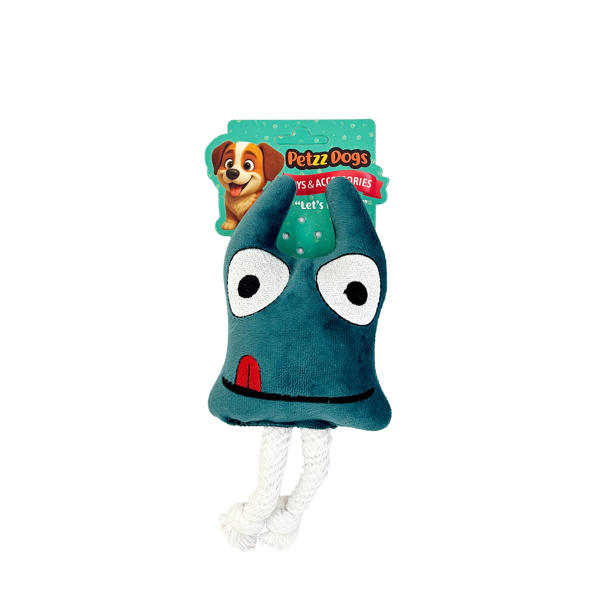 [PTZ-D-023-M] PetzzDogs Trape Sesli Dayanıklı Peluş Köpek Çiğneme Oyuncağı 23x15 Cm (Mavi)