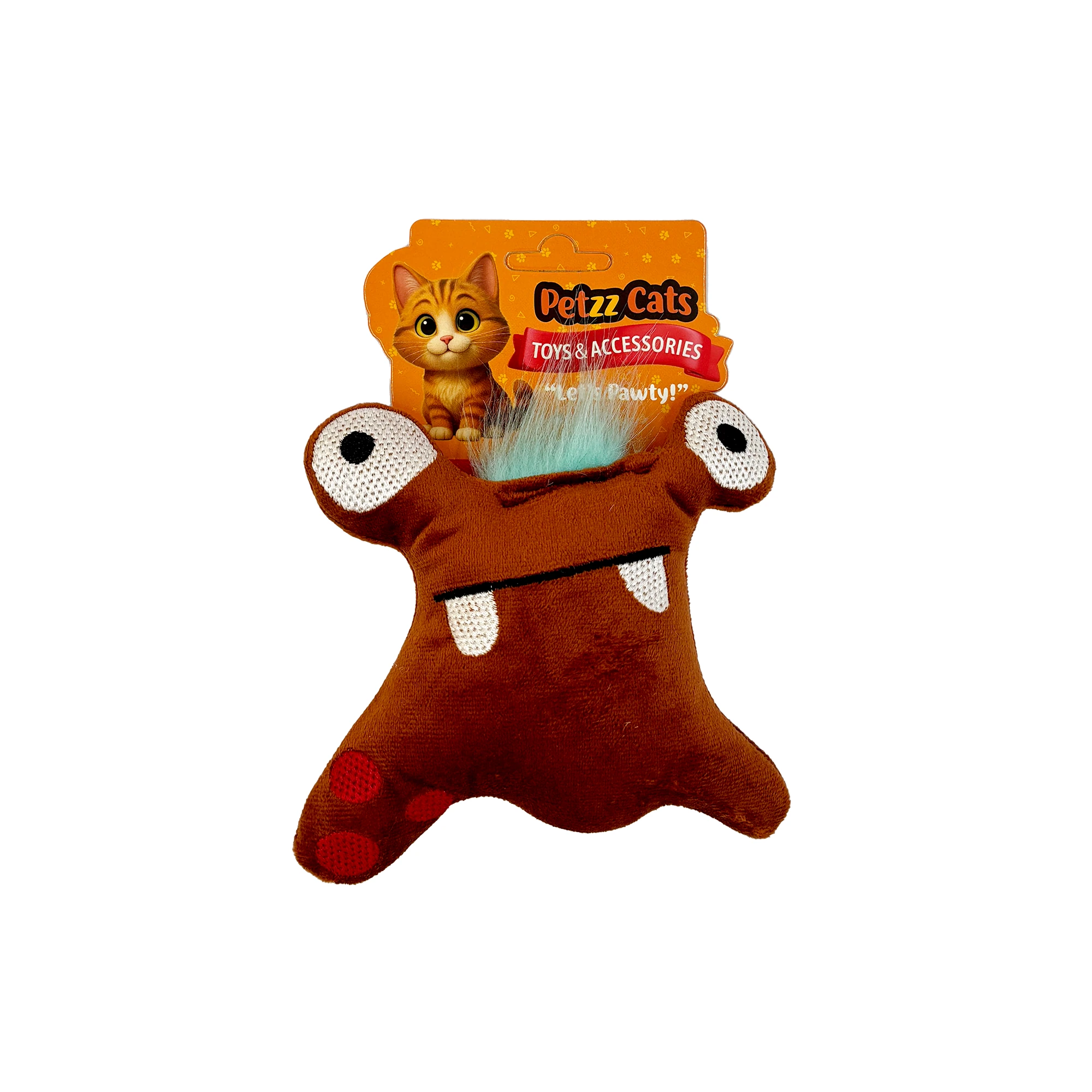 [PTZ-C-023-KA] PetzzCats Kurbi Matatabi ve Çıngırak Sesli Peluş Kedi Oyuncağı 13x12 Cm (Kahverengi)