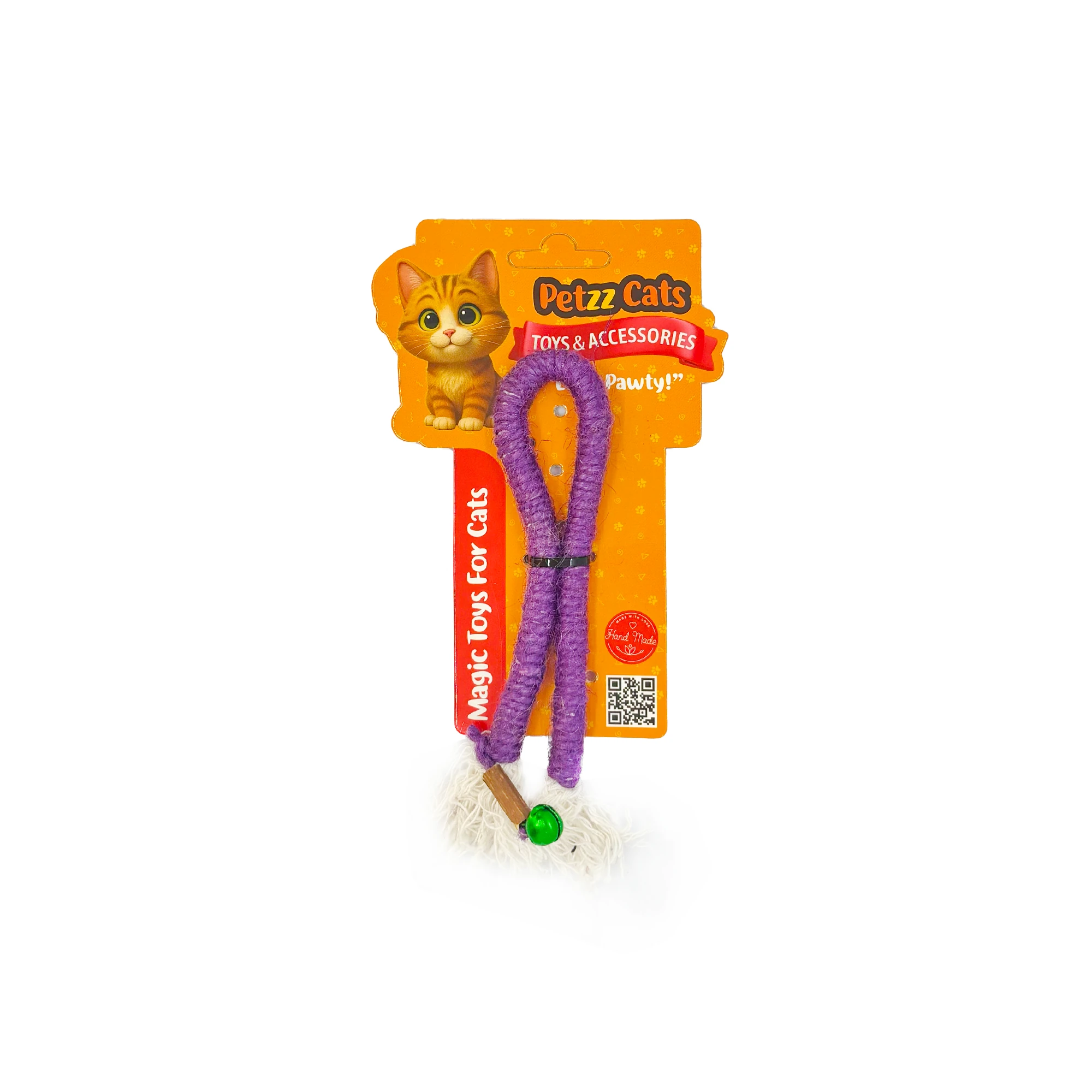 [PTZ-C-043-MO] PetzzCats Rope Matatabi ve Çıngırak Sesli Peluş Kedi Oyuncağı (Mor)