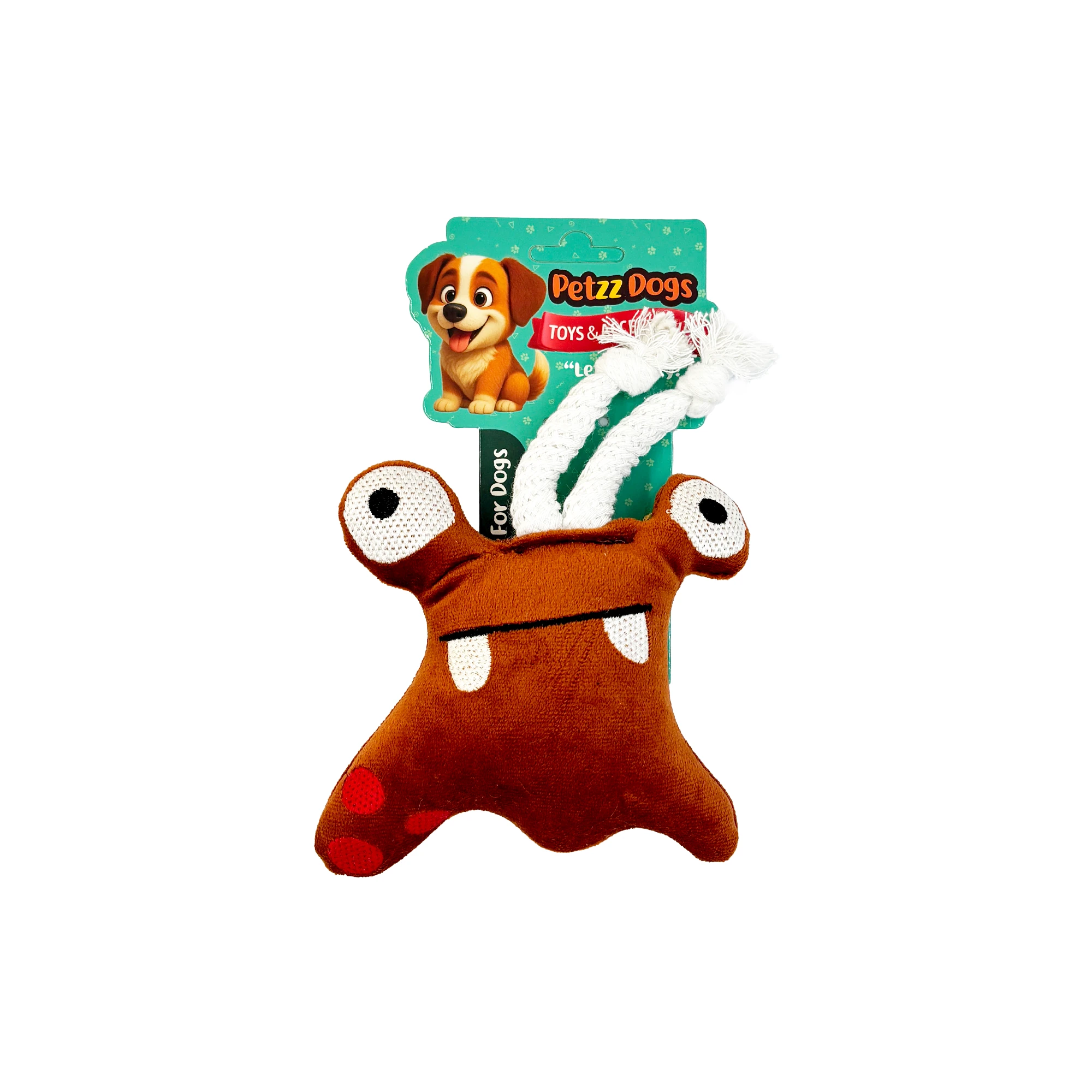 [PTZ-D-026] PetzzDogs Kırpık Sesli Dayanıklı Peluş Köpek Çiğneme Oyuncağı 16x14 Cm (Kahverengi)