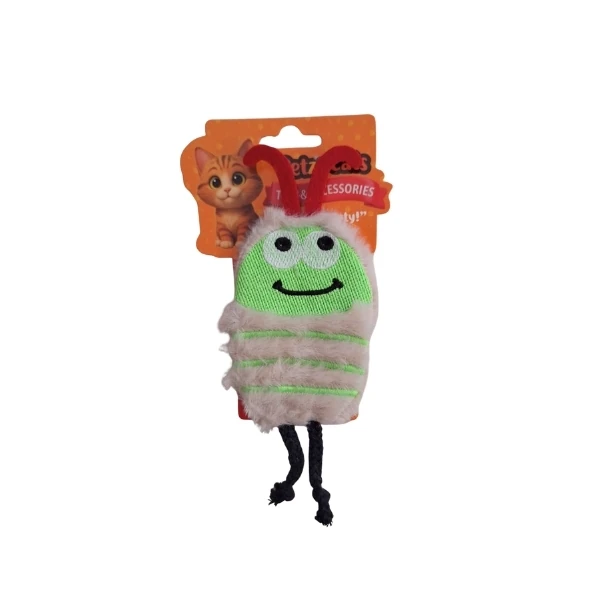 [PTZ-C-046-BE] PetzzCats Bug Matatabi ve Çıngırak Sesli Peluş Kedi Oyuncağı 16x8 Cm (Beyaz)