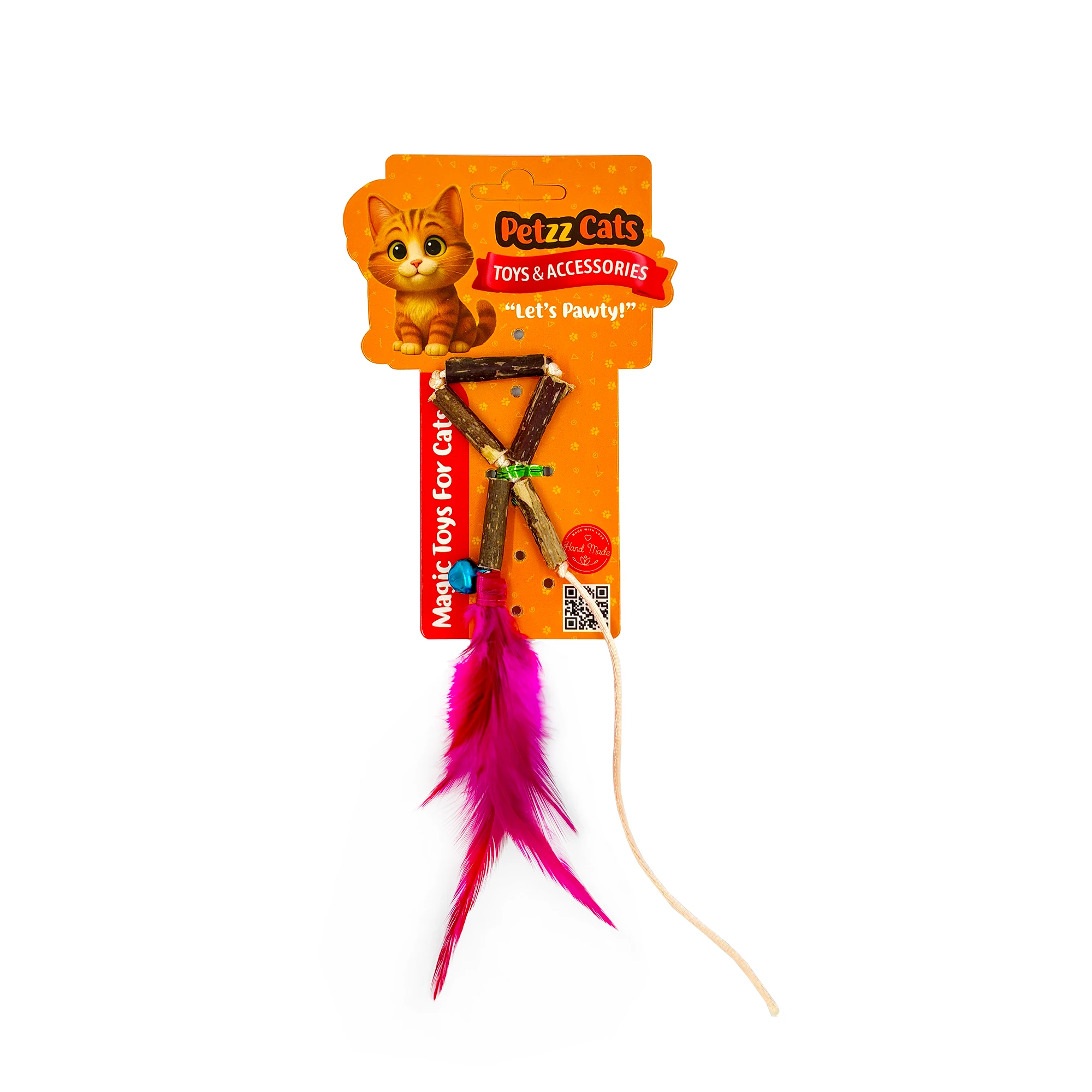 [PTZ-C-057] PetzzCats Stick Matatabi ve Çıngırak Sesli Peluş Kedi Oltası Oyuncağı 27x1 Cm