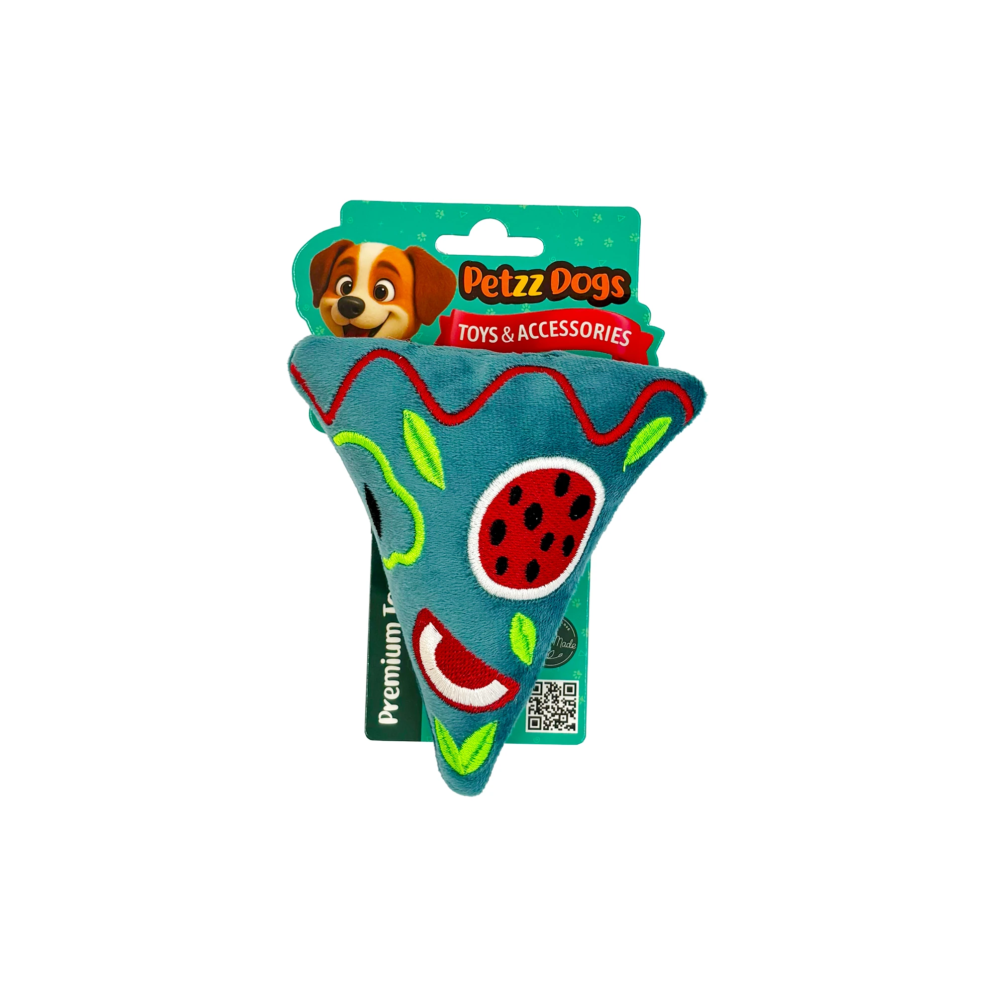 [PTZ-D-009] PetzzDogs Little Pizza Sesli Dayanıklı Peluş Köpek Çiğneme Oyuncağı 14x13 Cm (Mavi)