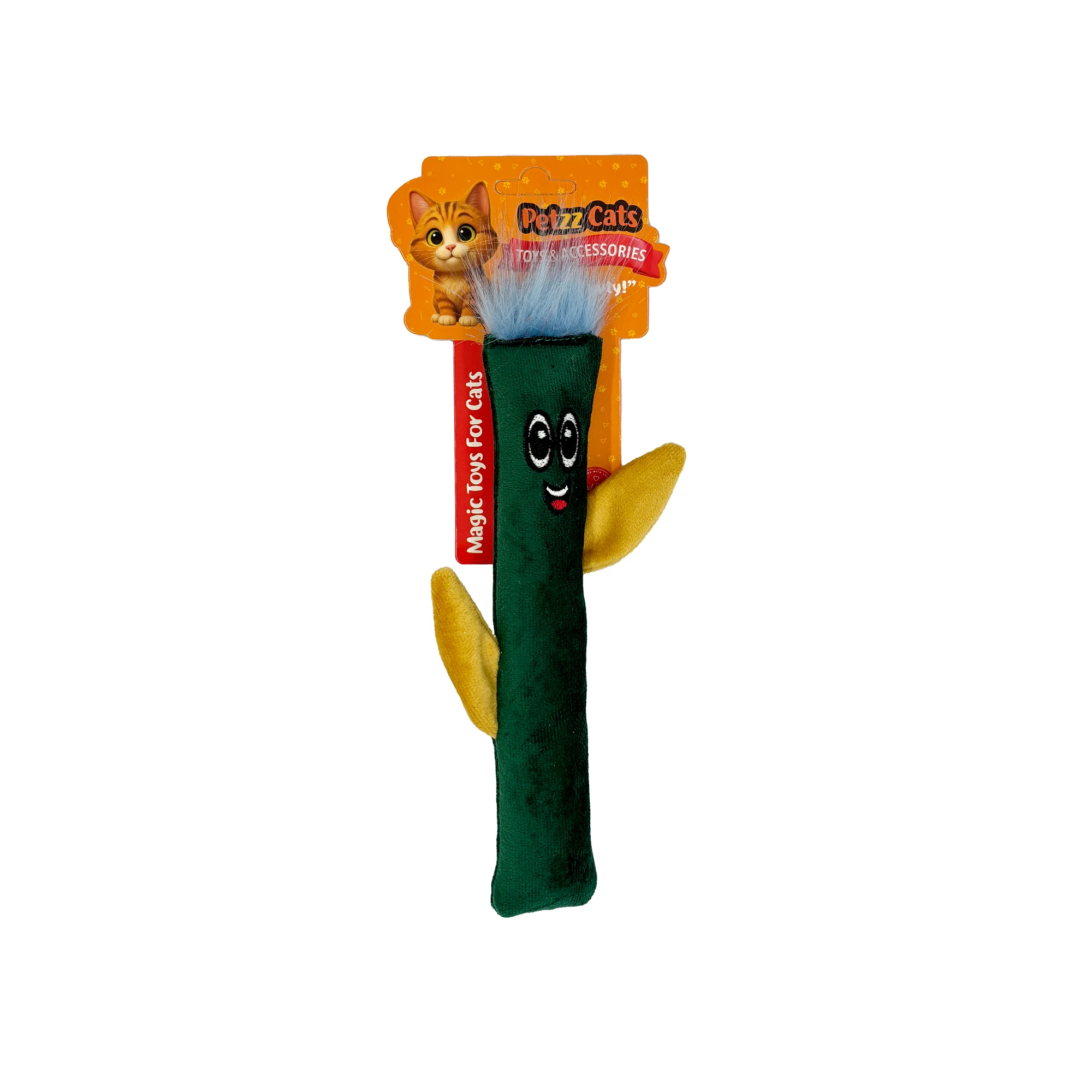 [PTZ-C-042-Y] PetzzCats Tree Matatabi ve Çıngırak Sesli Peluş Kedi Oyuncağı 20x12 Cm (Yeşil)