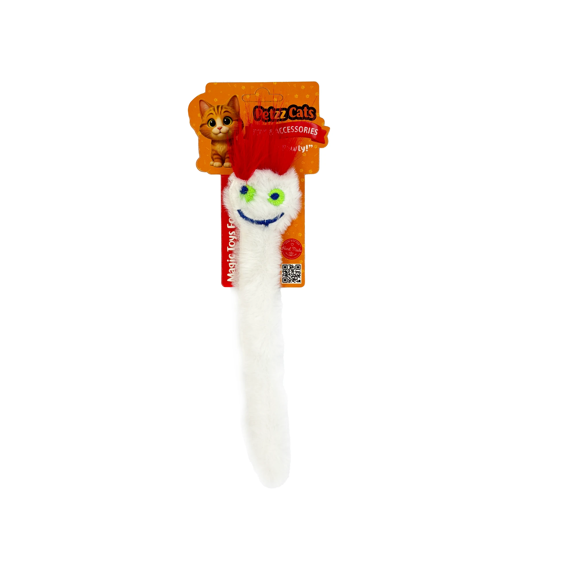 [PTZ-C-044-B] PetzzCats Zobi Matatabi ve Çıngırak Sesli Peluş Kedi Oyuncağı 19x5 Cm (Beyaz)