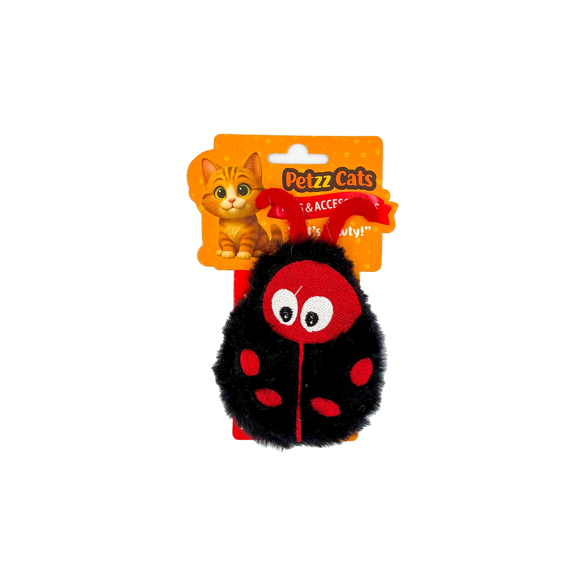 [PTZ-C-047-Sİ] PetzzCats LadyBird Matatabi ve Çıngırak Sesli Peluş Kedi Oyuncağı 11x11 Cm (Siyah)