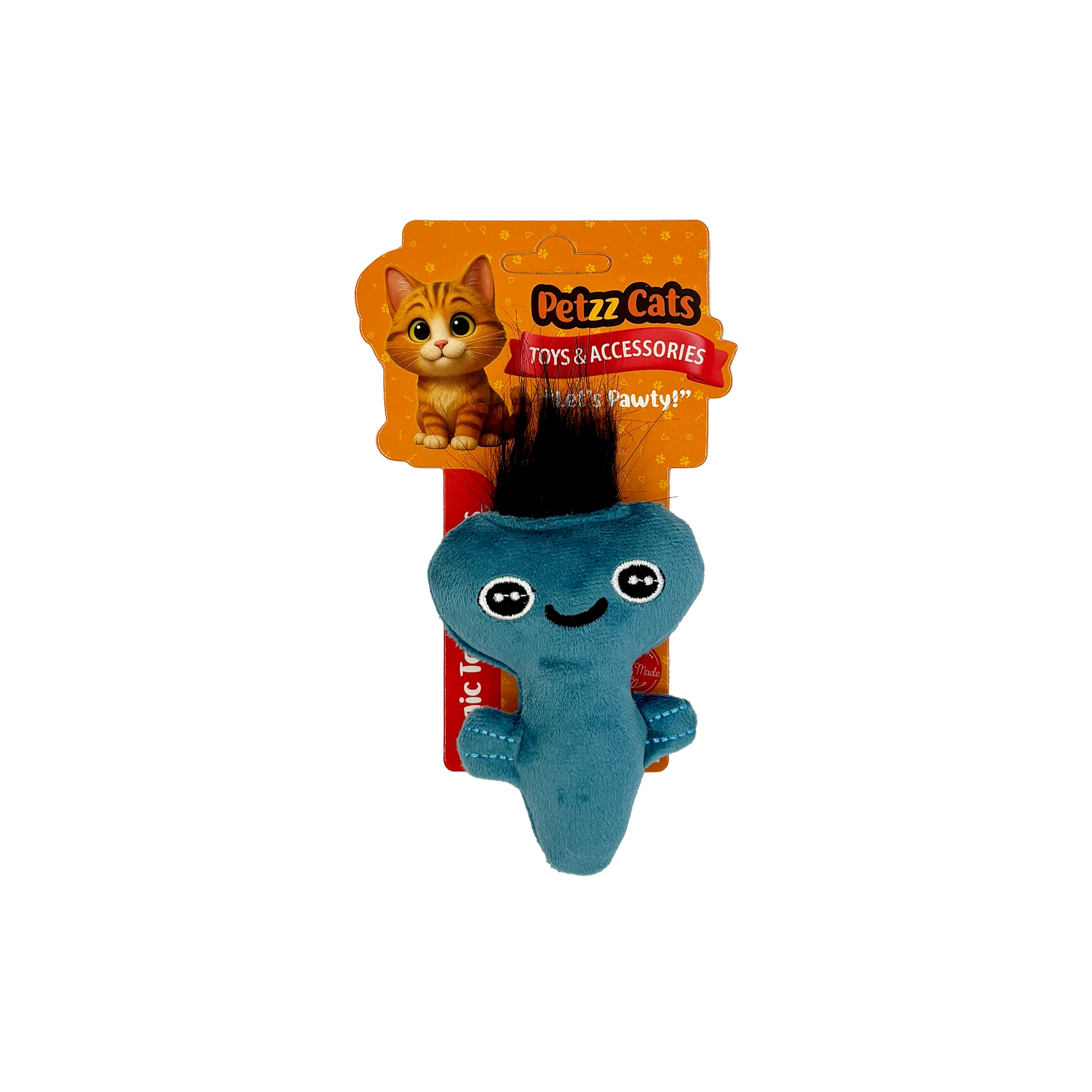 [PTZ-C-031-M] PetzzCats Axe Matatabi ve Çıngırak Sesli Peluş Kedi Oyuncağı 13x7 Cm (Mavi)