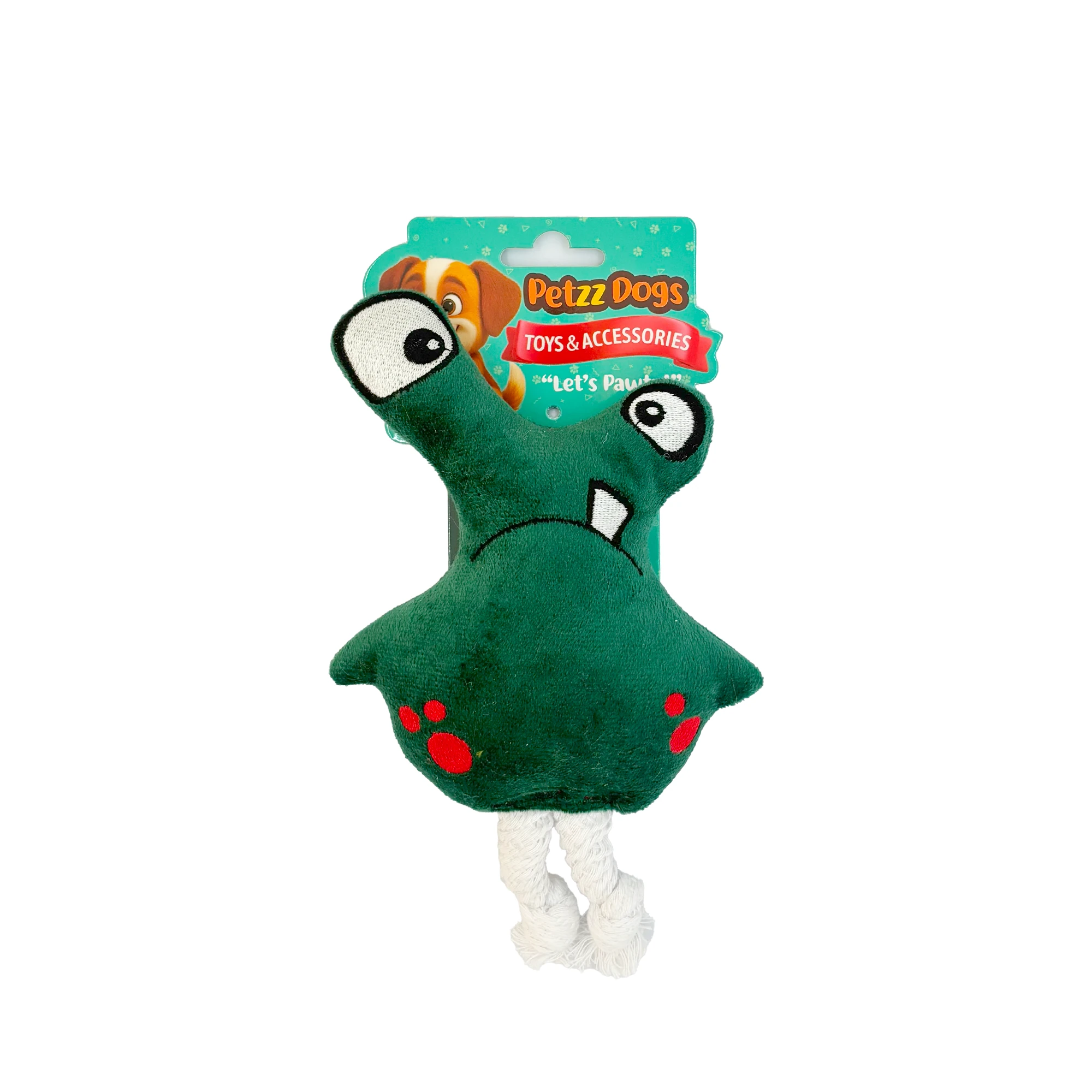 [PTZ-D-024] PetzzDogs Kuntik Sesli Dayanıklı Peluş Köpek Çiğneme Oyuncağı 22x16 Cm (Yeşil)