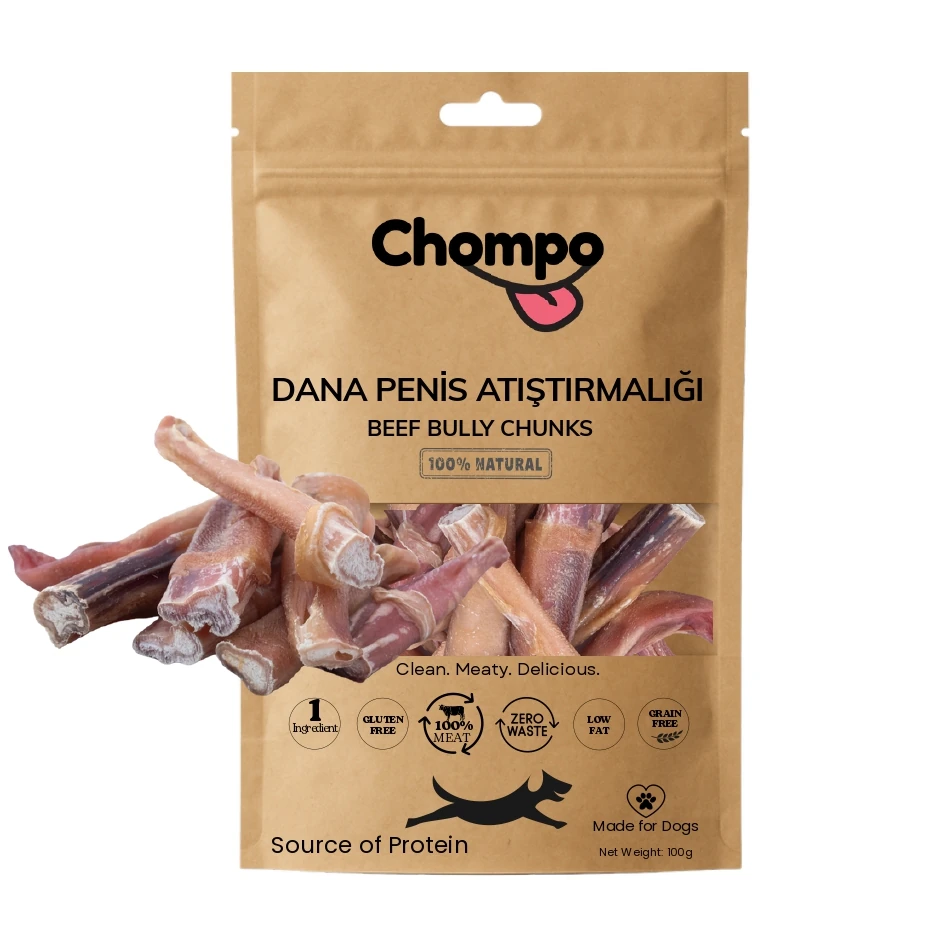 [8684990935690] Chompo Kurutumuş Dana Penisi Parçaları Köpek Ödül Maması (1 Adet)
