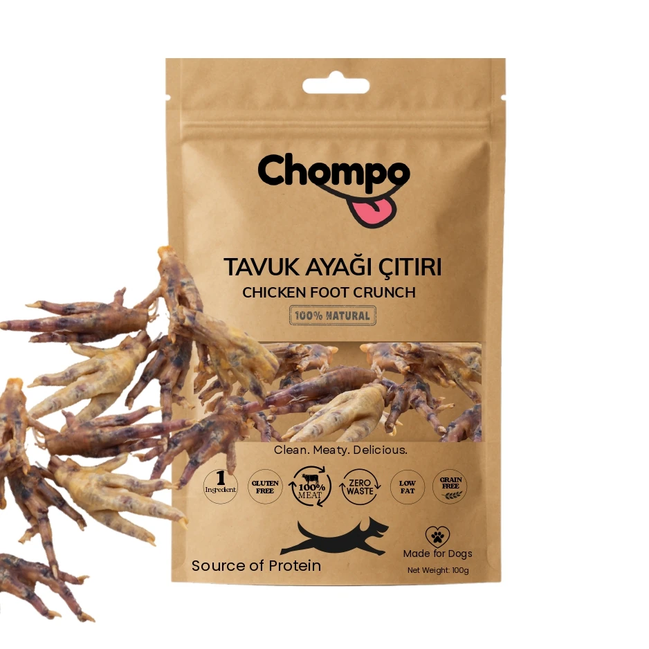 [8684990935676] Chompo Kurutulmuş Tavuk Ayak Köpek Ödül Maması (1 Adet)