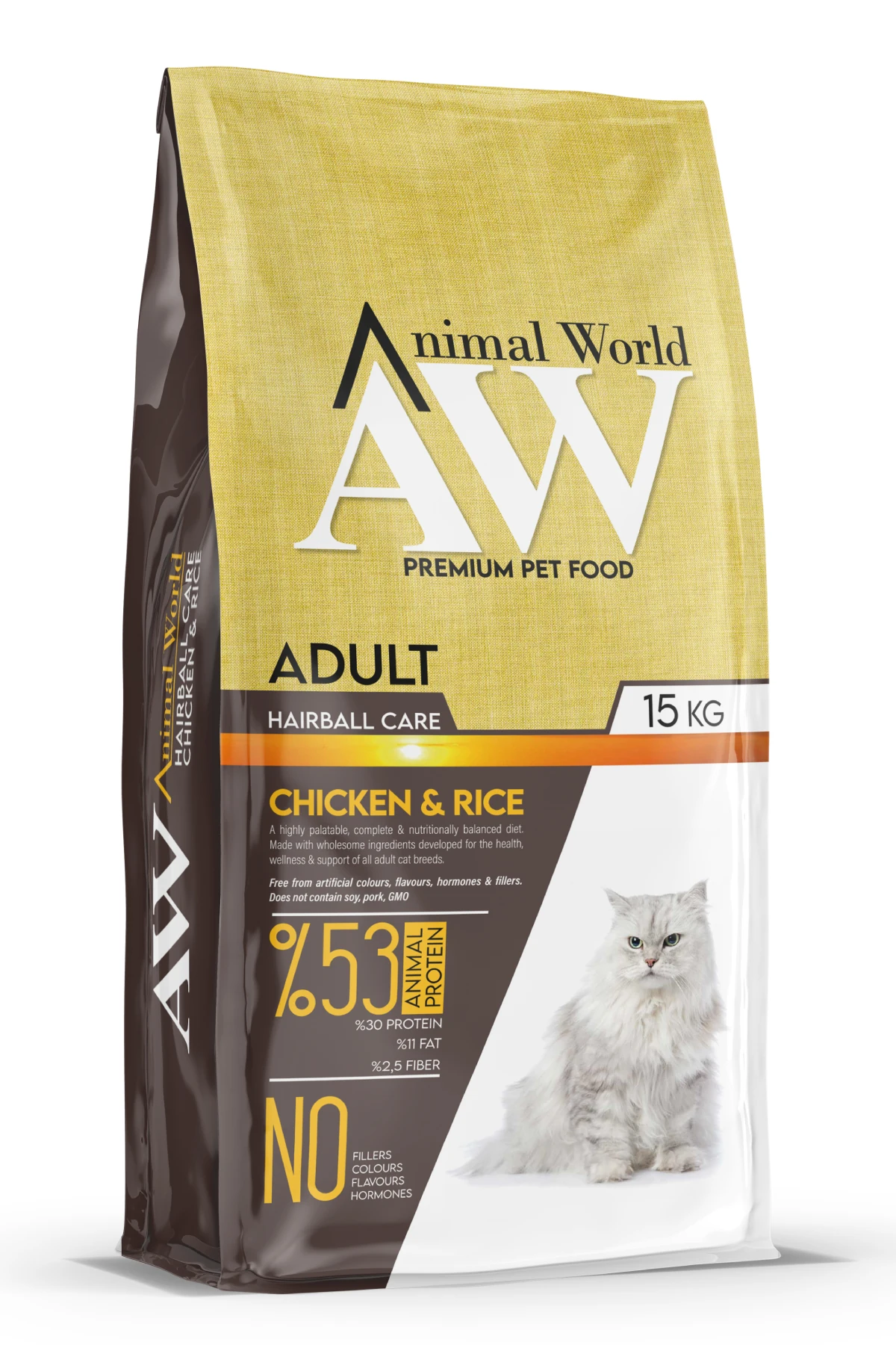 [AW.830603] Animal World Tavuklu ve Pirinçli Tüy Yumağı Önleyici Yetişkin Kedi Maması