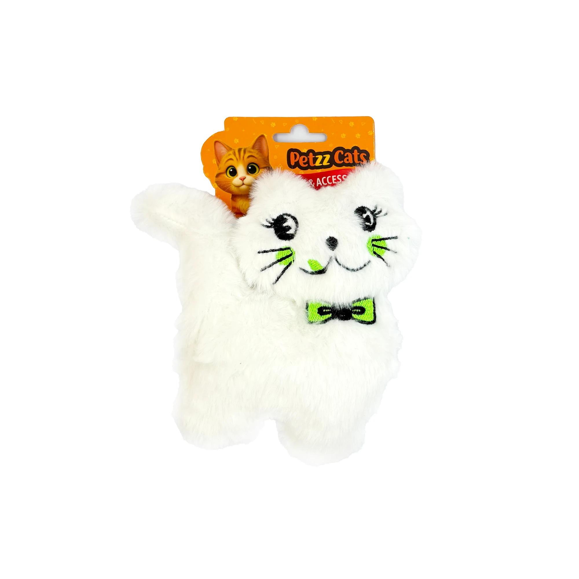 [PTZ-C-063-BE] PetzzCats Kedi Şeklinde Matatabi ve Çıngırak Sesli Peluş Kedi Oyuncağı 17x12 Cm (Beyaz)