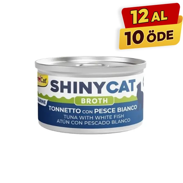 [4002064416830] Gimcat Shinycat Broth Sos İçinde Beyaz ve Ton Balıklı Konserve Kedi Maması (1 Adet)