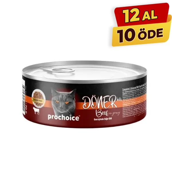 [8681465611141] Prochoice Döner Bites Sos İçinde Sığır Etli Yetişkin Konserve Kedi Maması (1 Adet)