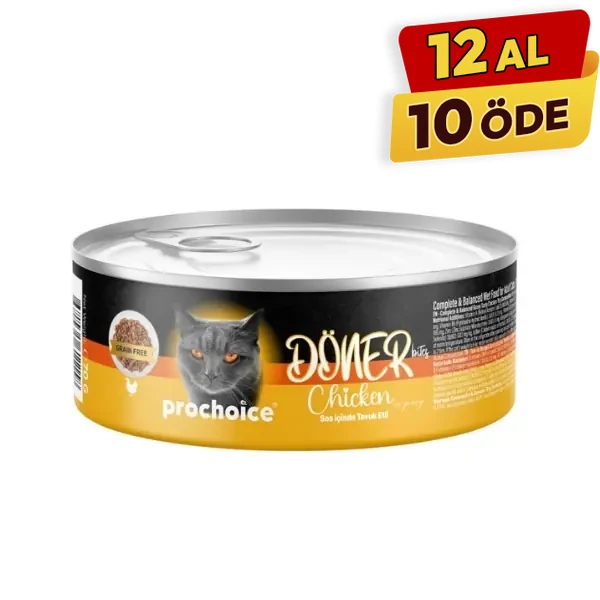 [8681465611158] Prochoice Döner Bites Sos İçinde Tavuklu Yetişkin Konserve Kedi Maması (1 Adet)