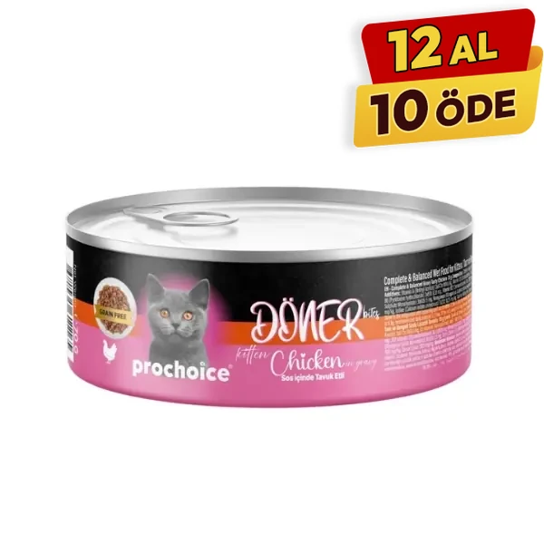 [8681465611165] Prochoice Döner Bites Sos İçinde Tavuklu Yavru Konserve Kedi Maması (1 Adet)