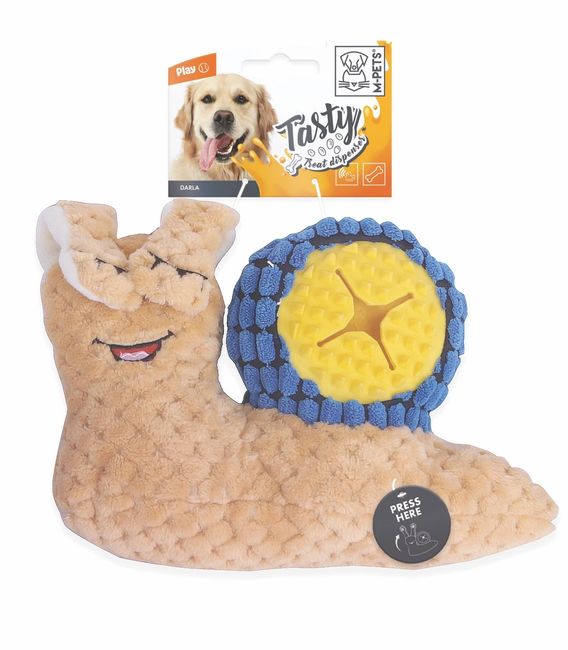 [10638999] M-Pets Snail Daria Salgangoz Şeklinde Ödül Hazneli Peluş Kedi ve Köpek Oyuncağı