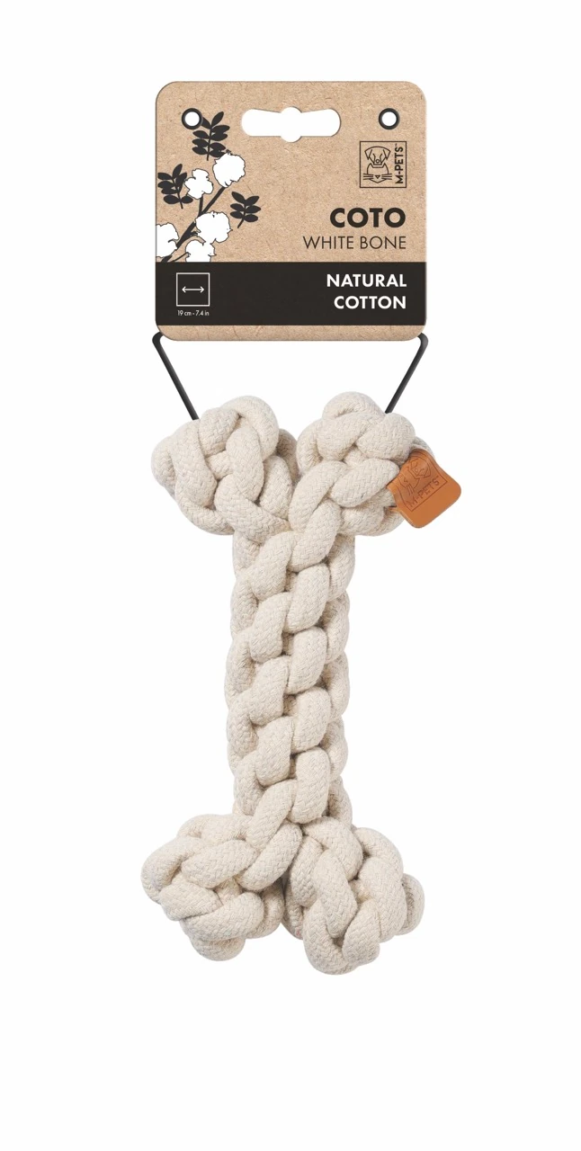 [10648701] M-Pets Örgü Kemik Şeklinde Peluş Kedi ve Köpek Oyuncağı (Beyaz)