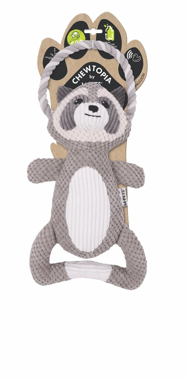 M-Pets Eco Chewtopia Rakun Peluş Kedi ve Köpek Oyuncağı