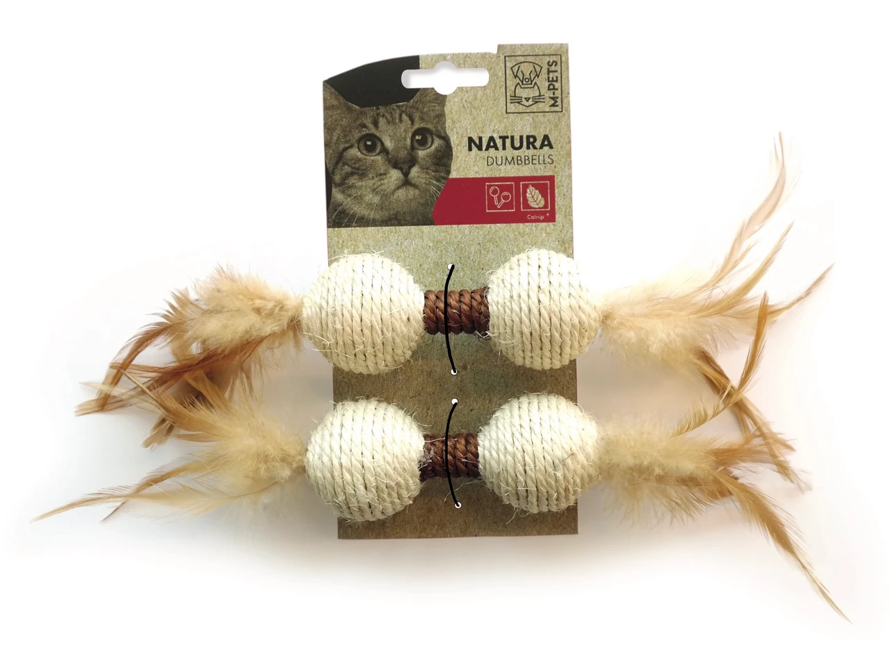 [20601199] M-Pets Natura Tüylü Hasır Dumbell Kedi Oyuncağı
