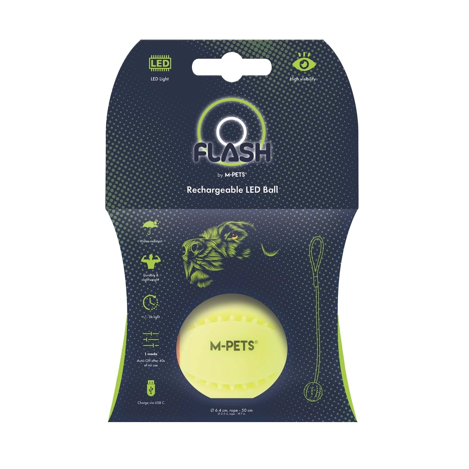 [10856199] M-Pets Flash Led Top Köpek Oyuncağı Yeşil