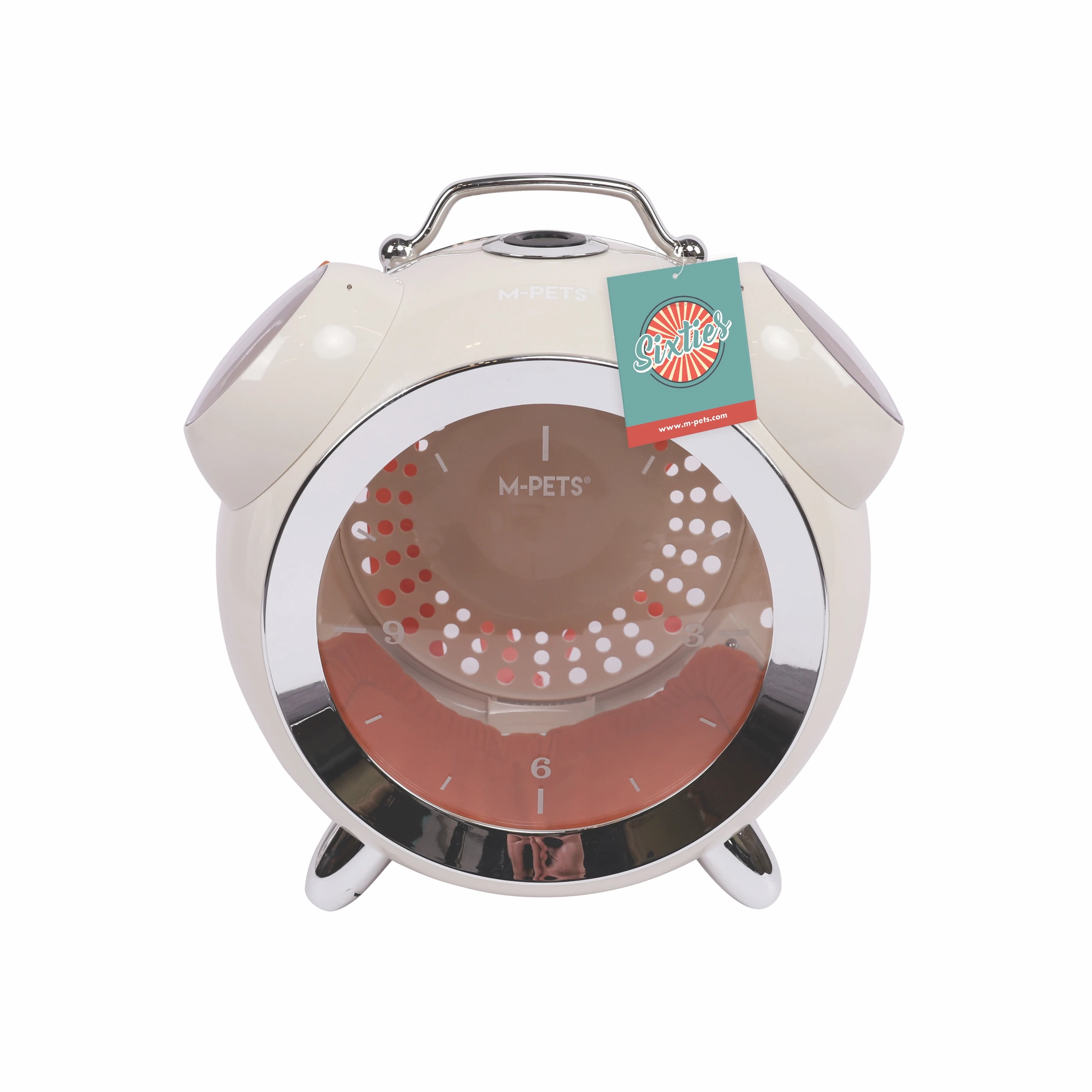 [20402299] M-Pets Sixties Saat Şeklinde Kedi ve Küçük Irk Köpek Taşıma Çantası (Beyaz)
