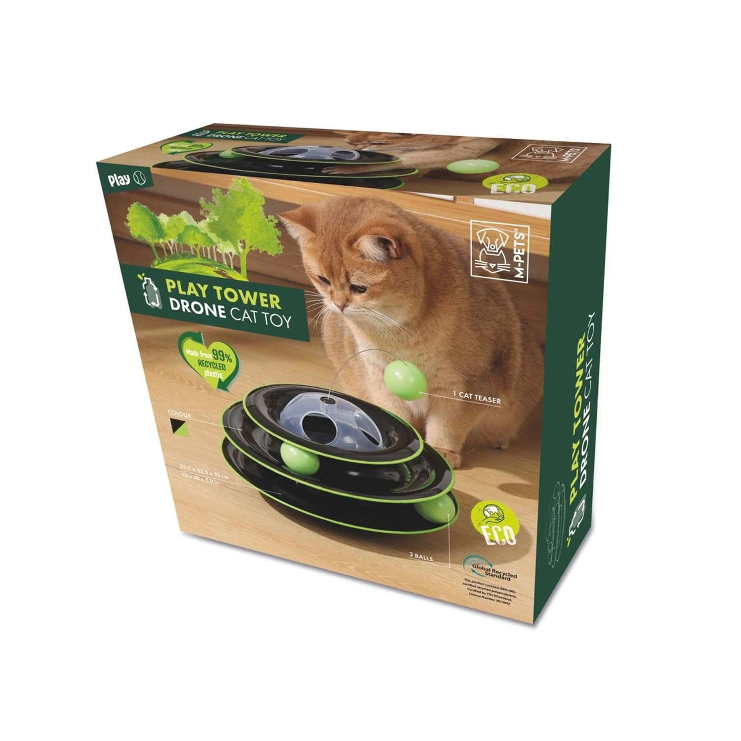 [20639499] M-Pets Yaylı Dönen Top Kedi Oyuncağı