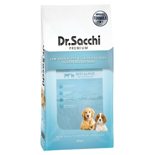 [8690286594731] Dr.Sacchi Premium Sığır ve Kuzu Etli Düşük Tahıllı Yavru Köpek Maması