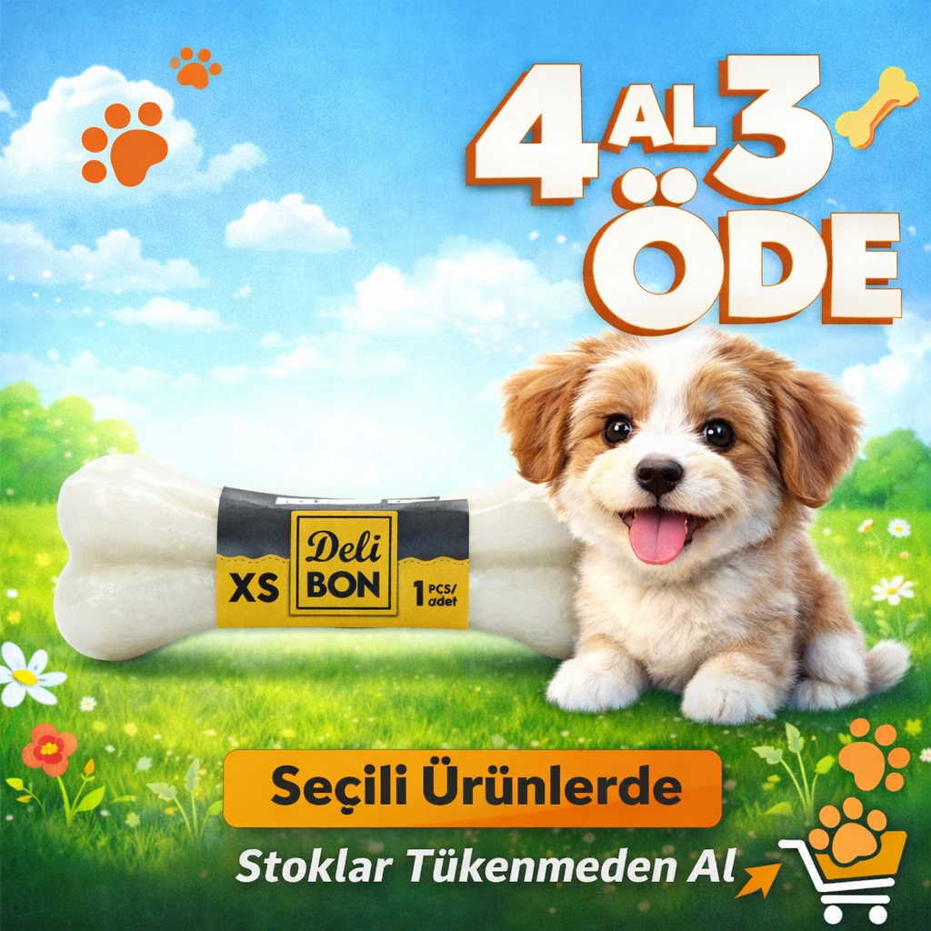 [SHR7CM1XSWHITE-12] Delibon Deri Press Vakumlu Kemik Köpek Ödülü Natural (Beyaz, 7 Cm)
