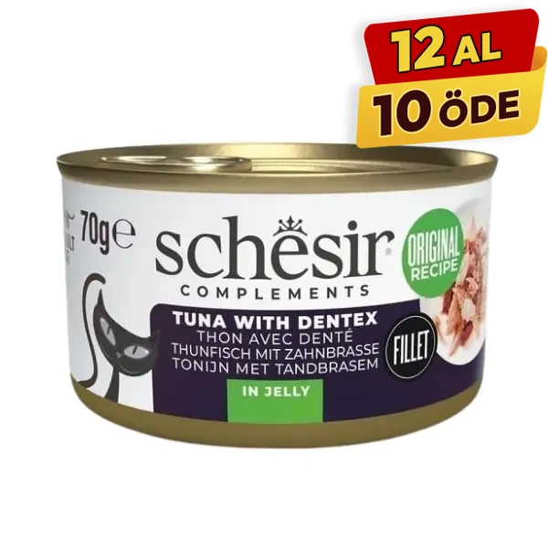 [230-21122203] Schesir Tamamlayıcı Jöle İçinde Ton ve Sinarit Balıklı Yetişkin Konserve Kedi Maması (1 Adet)