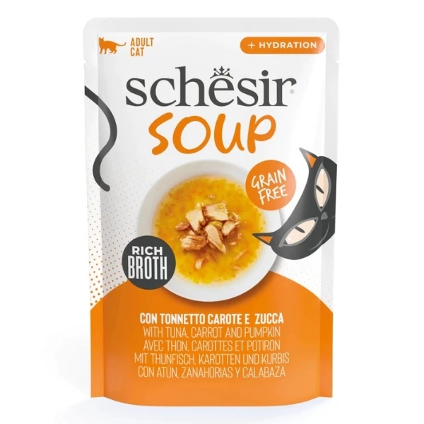 [230-21254204] Schesir Soup Ton Balık Havuç ve Balkabaklı Pouch Yetişkin Kedi Çorbası (1 Adet)