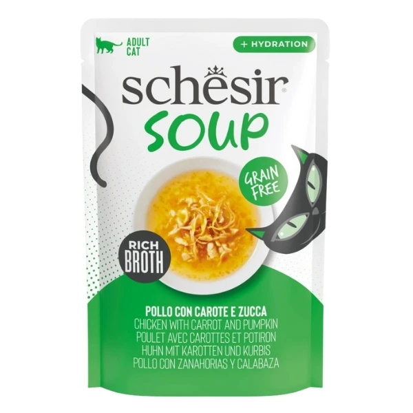 [230-21254004] Schesir Soup Tavuklu ve Bal Kabaklı Pouch Yetişkin Kedi Çorbası (1 Adet)