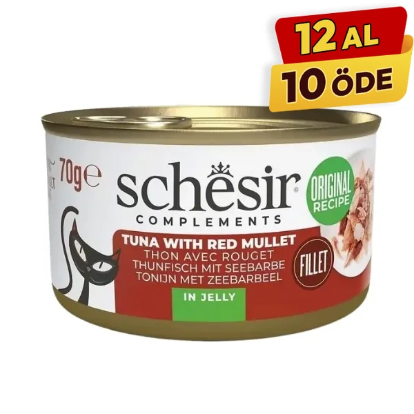Schesir Tamamlayıcı Jöle İçinde Ton ve Barbun Balıklı Yetişkin Konserve Kedi Maması