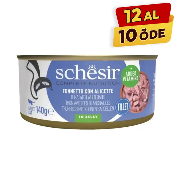 Schesir Tam ve Dengeli Jöle İçinde Ton ve Ringa Balıklı Yetişkin Konserve Kedi Maması