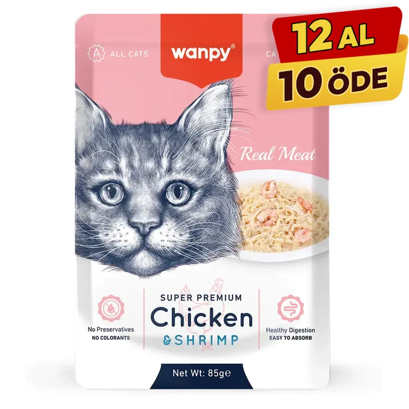 [PIWP-075] Wanpy Tavuklu ve Karidesli Pouch Yetişkin Konserve Kedi Maması (1 Adet)