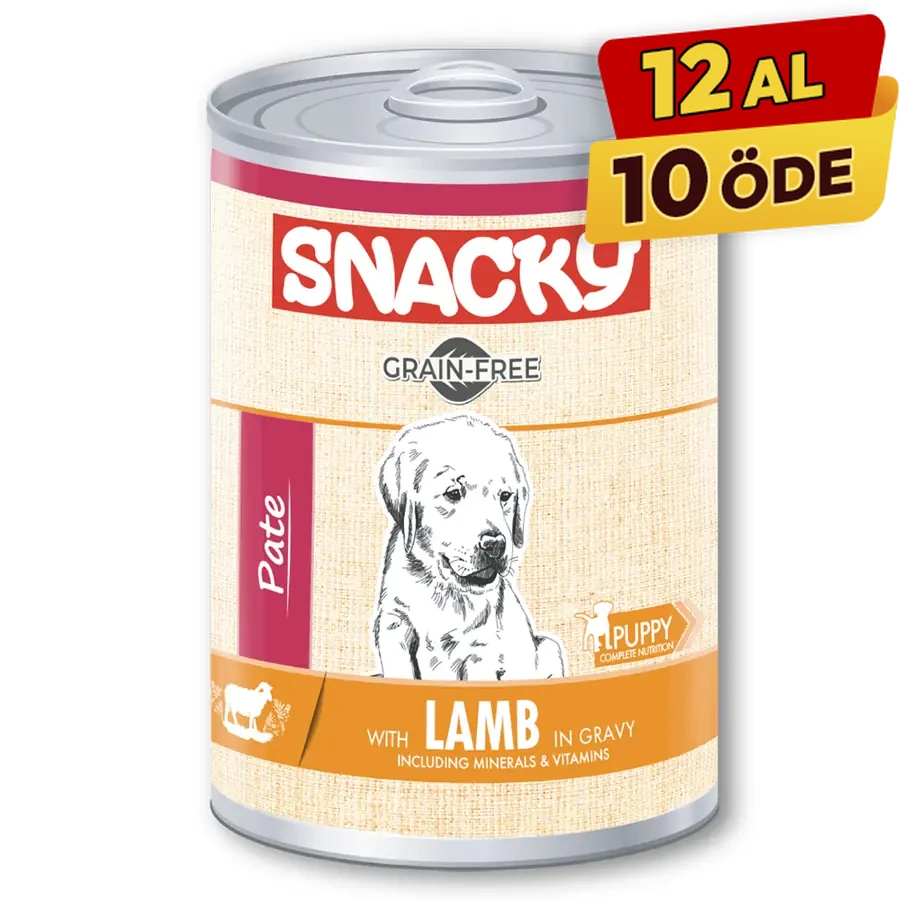 [SNCK-007] Snacky Kuzu Etli Tahılsız Yavru Konserve Köpek Maması (1 Adet)