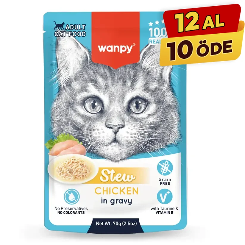 [PIWP-117] Wanpy Stew Sos İçinde Tavuklu Yetişkin Konserve Kedi Maması (1 Adet)